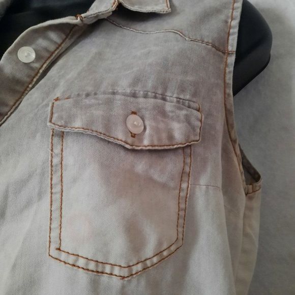 Vintage PassPort Grey Ombre Sleeveless Button Up Tank Size Medium - Picture 5 of 11